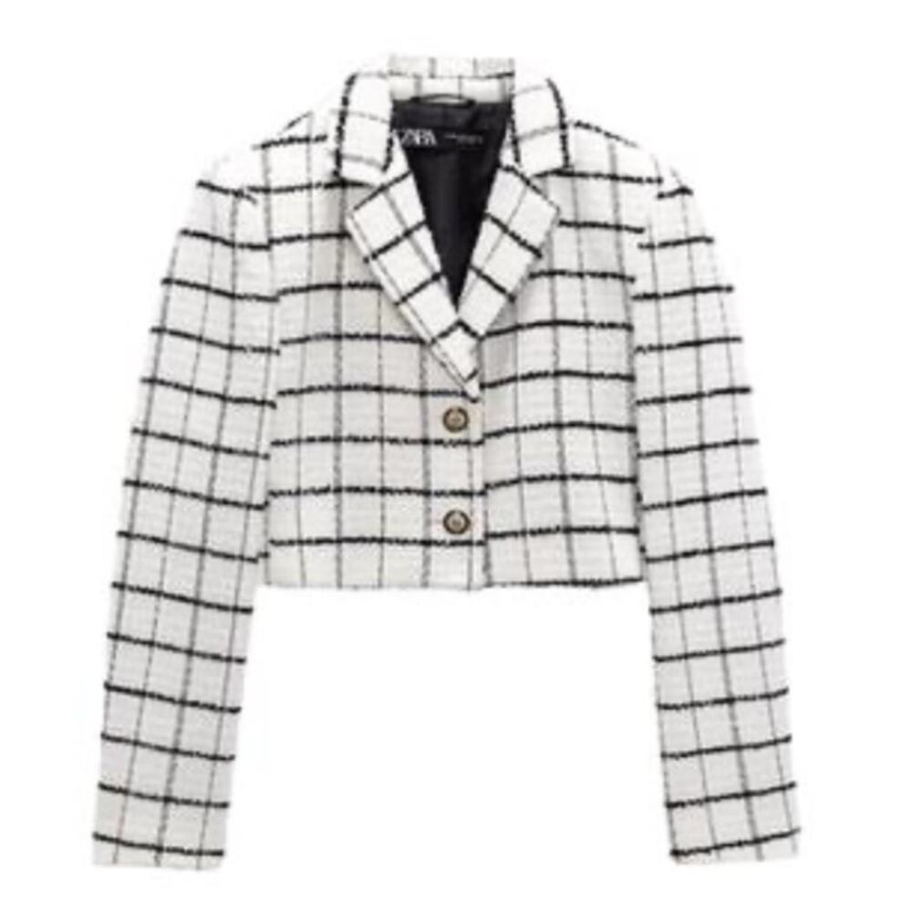 Zara Tweed Crop Blazer Size Large